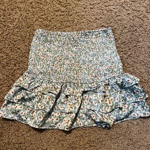 Green with Floral Pattern Skirt (rouched at waist)